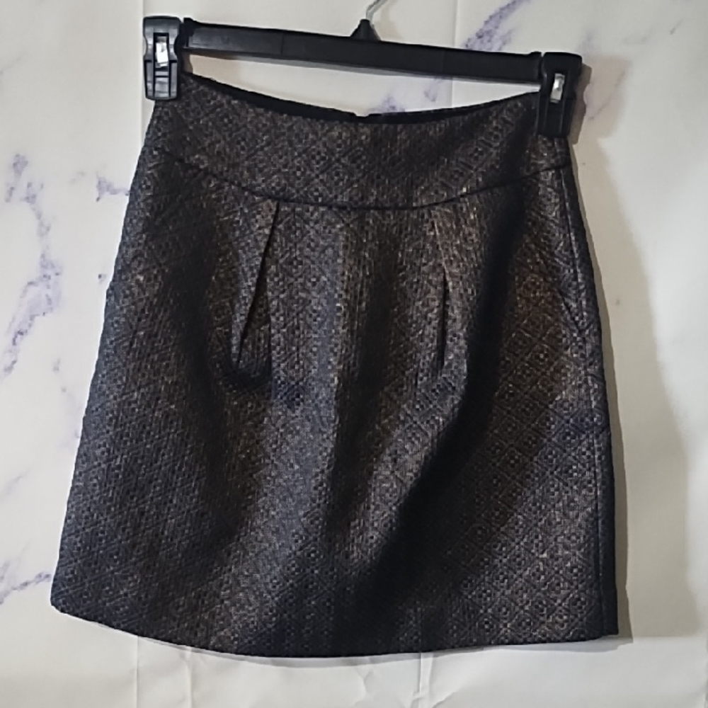 LOFT Charcoal Tweed Mini Skirt